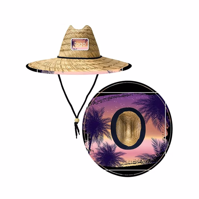 Full Color Straw Hat With Custom Patch MOQ 50