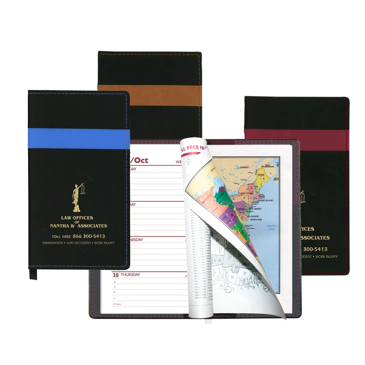 Joliett Series Soft Cover 2 Tone Vinyl Weekly Planner w/ Map / 1 Color 1