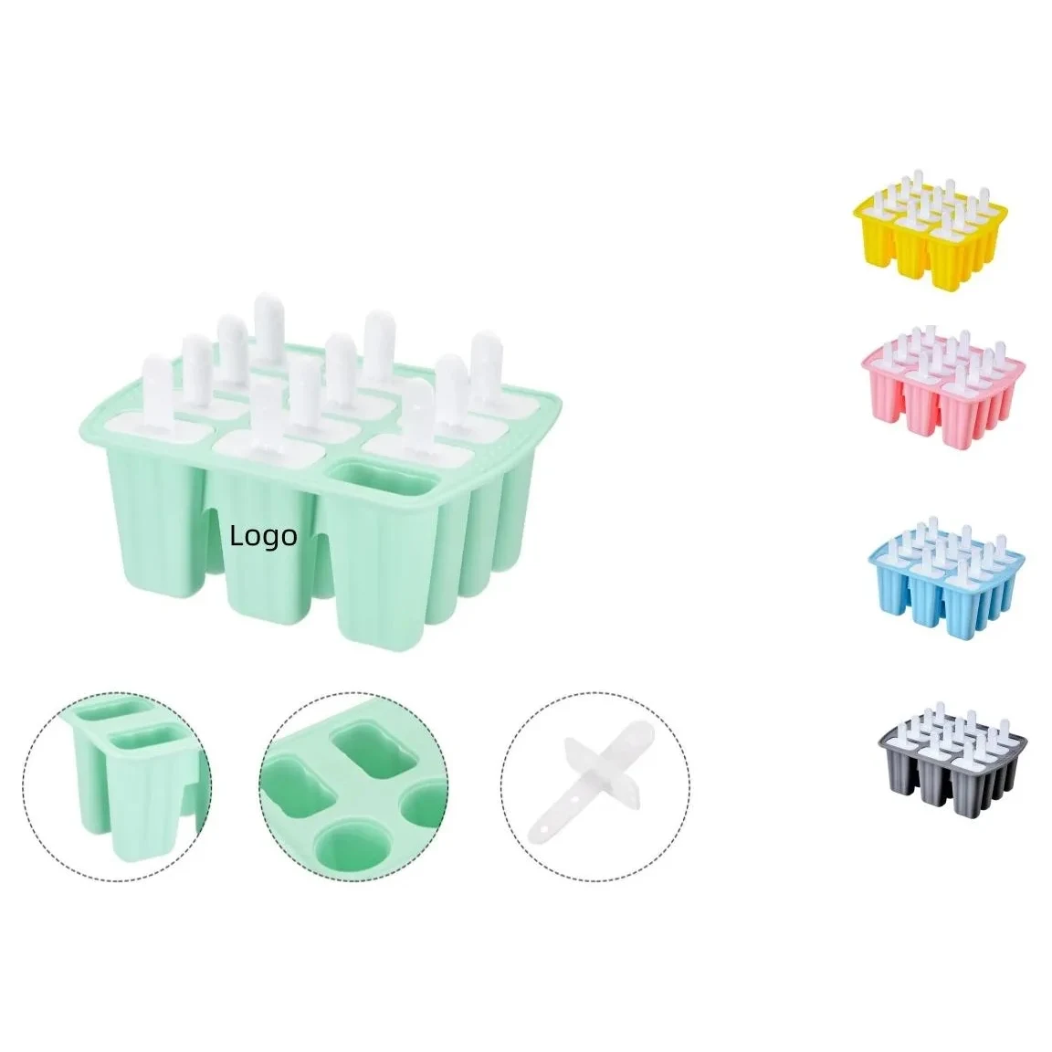 12 Cavities Silicone Ice Popsicle Molds 1