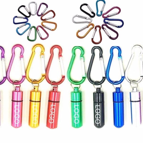 Aluminum Travel Pill Box with Carabiner Keychain