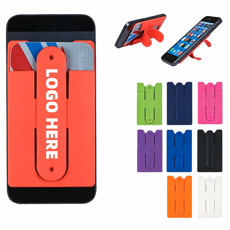 3 in 1 Stick On Silicone Mobile Pocket With Stand