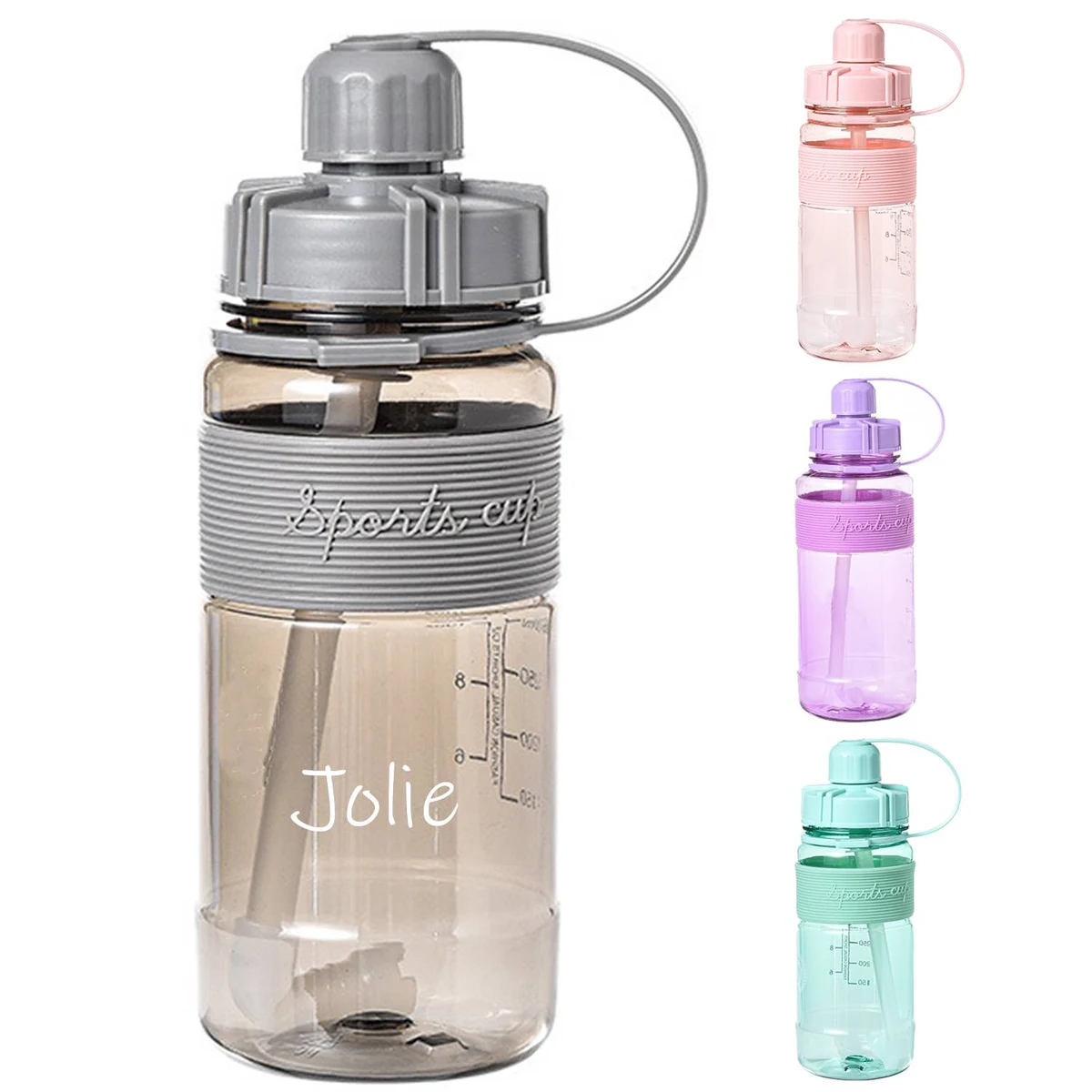 Plastic Portable Outdoor Fitness Water Bottle with Straw 1