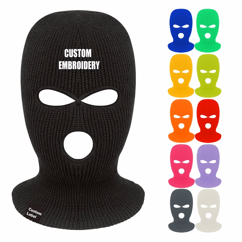 Custom 3 Holes Knitted Ski Mask Neck Gaiter Balaclava