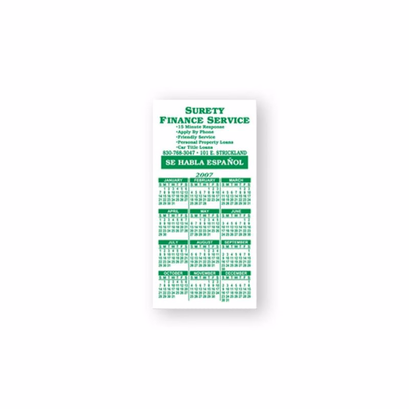 2" x 4" Calendar Magnet - 20mil