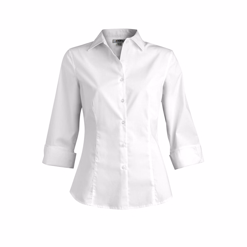 Ladies Tailored Full-Placket Stretch Blouse