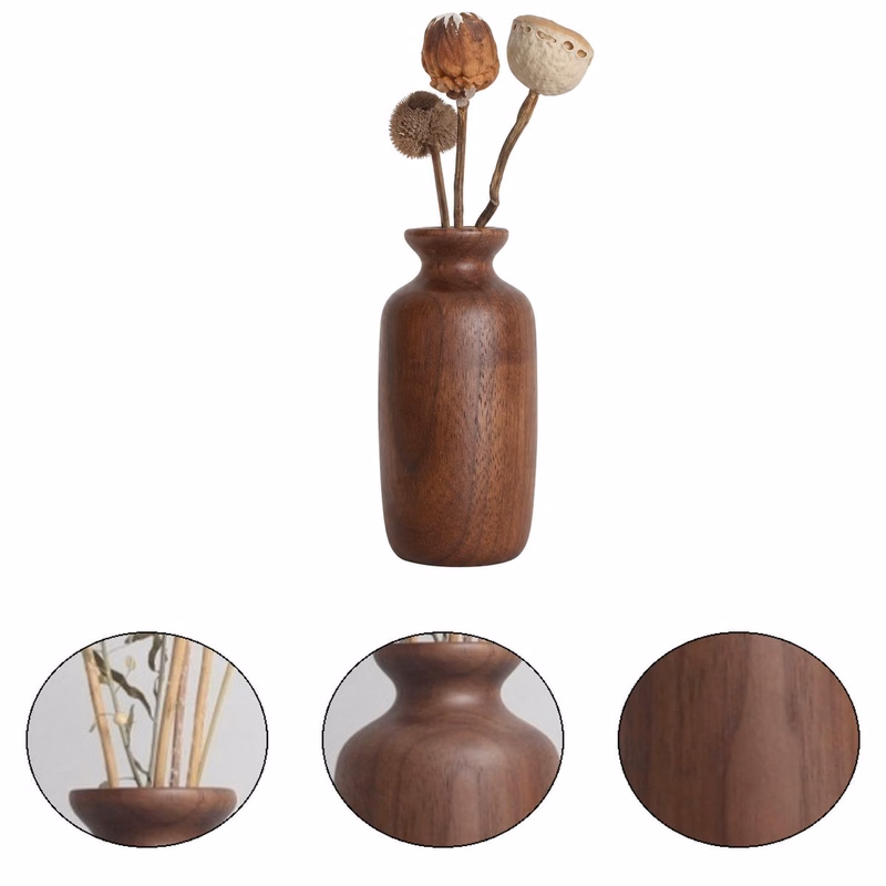 Solid Walnut Mini Decorative Vase