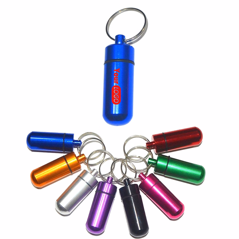 Waterproof Aluminum Mini Pill Can Outdoor First-Aid Keychain Pendant