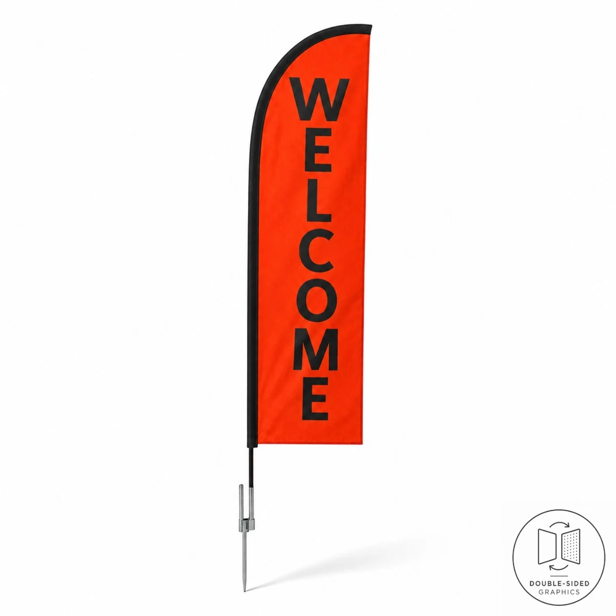 10' Small Feather Flag Kit, Full Color Graphics Double Sided, Outdoor Spike base and Bag Included 1