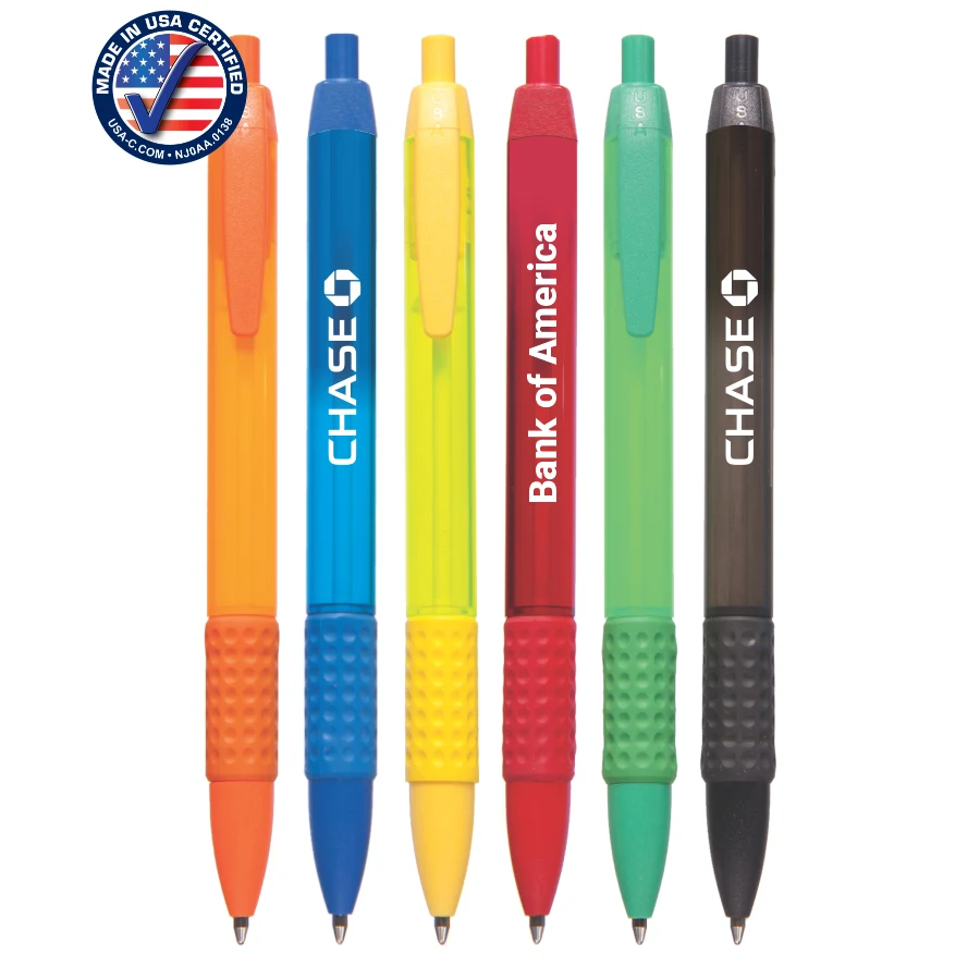 Certified USA Made - Wide Barrel Click Pen with Rubber Grip 1