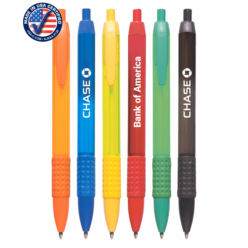 Certified USA Made - Wide Barrel Click Pen with Rubber Grip