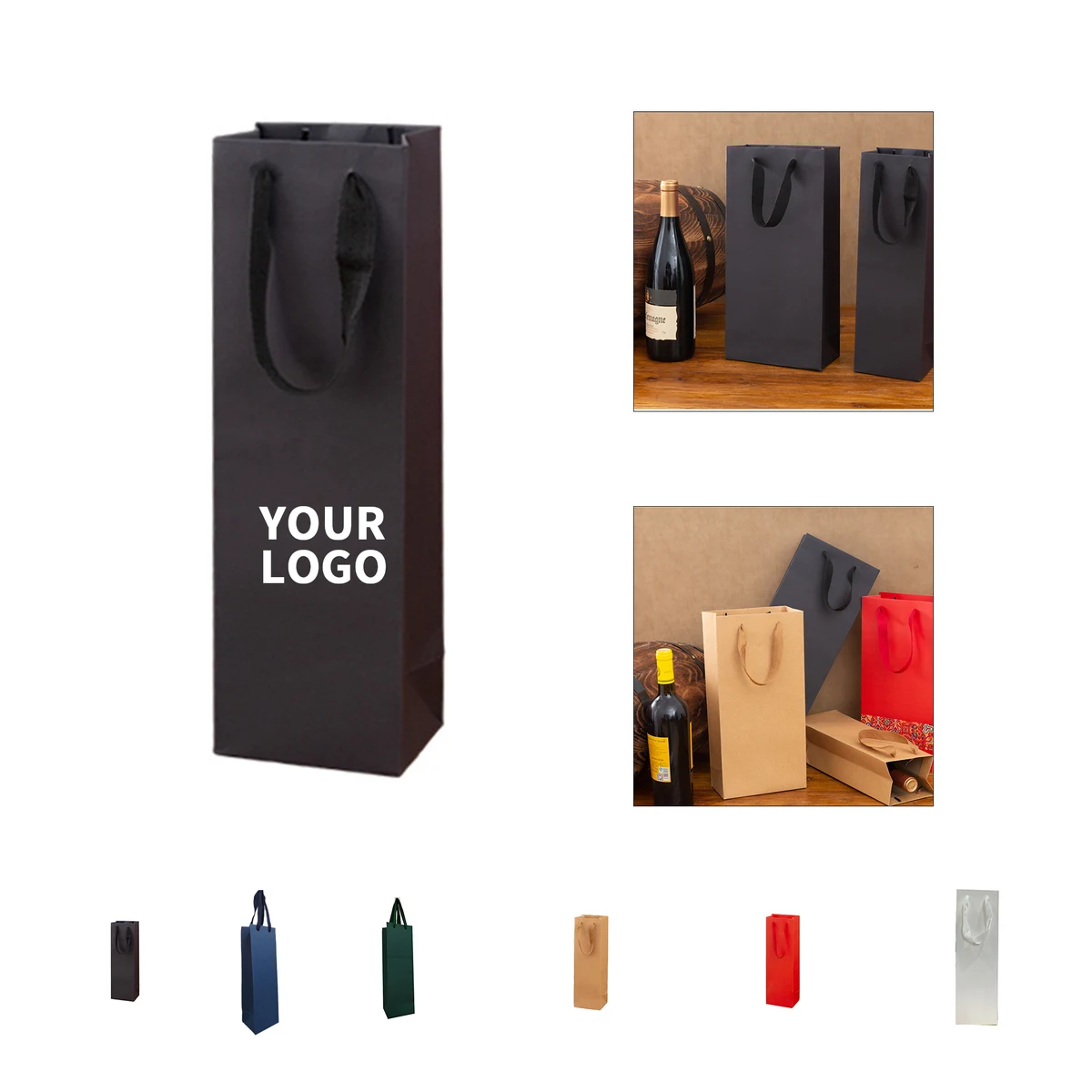 Kraft Paper Single Bottle Wine Gift Carrier 1