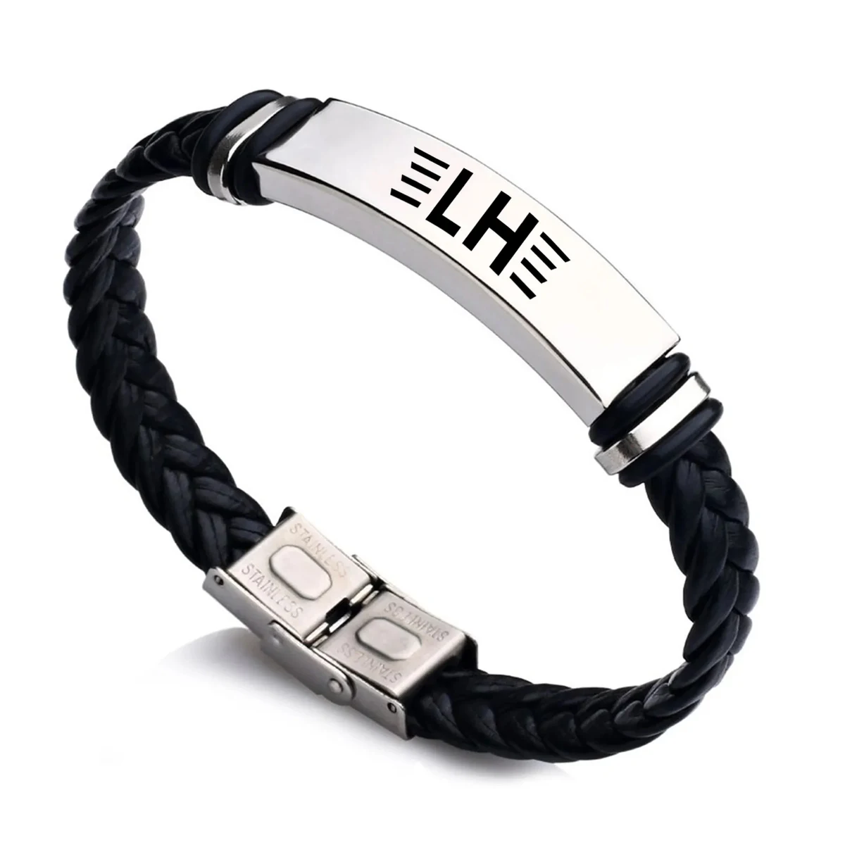 Braided Titanium Steel PU Bracelet 1