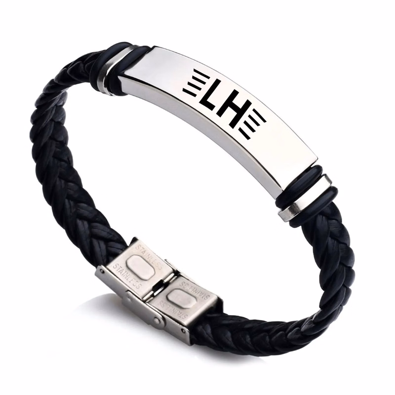 Braided Titanium Steel PU Bracelet