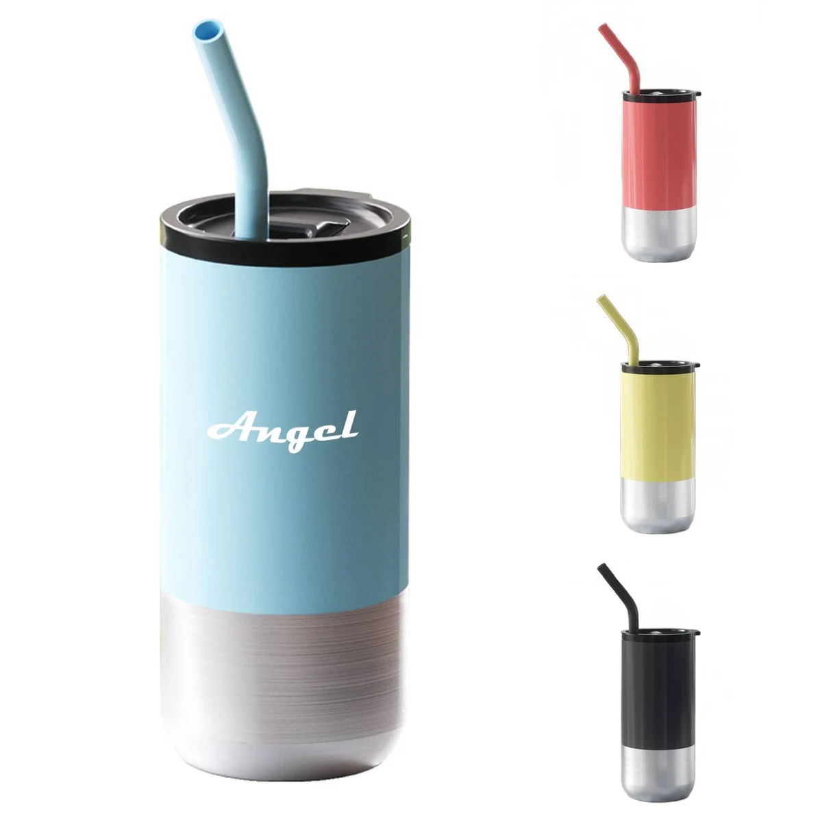 16 Oz Stainless Steel Tumbler Coffee Mug With Lid And Straw 1