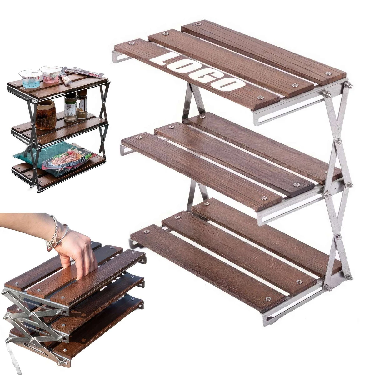 Foldable Outdoor Camping Picnic BBQ Shelf Rack &Mini Table 1