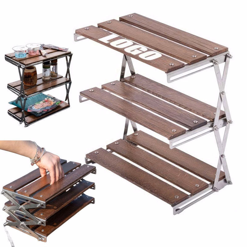Foldable Outdoor Camping Picnic BBQ Shelf Rack &Mini Table