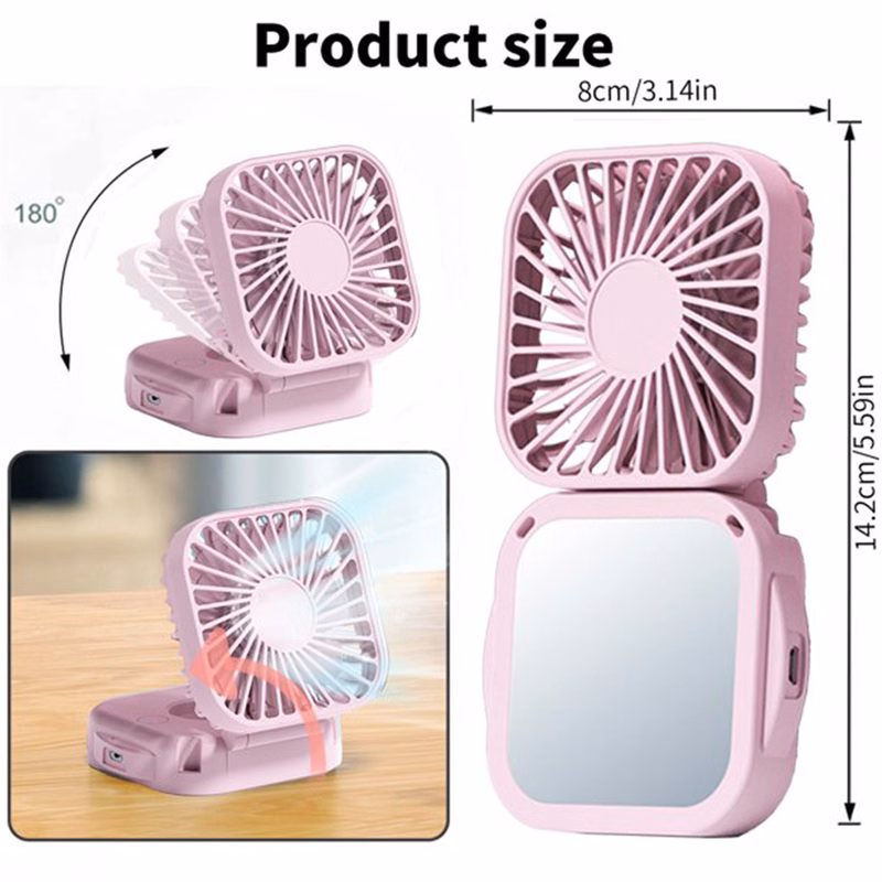 Mini Desktop Fan With Makeup Mirror