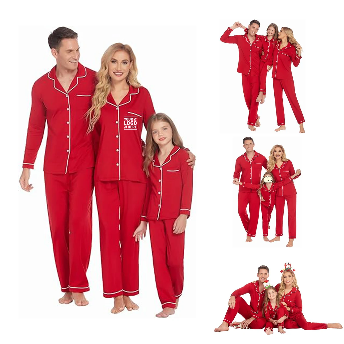 Family Christmas Matching S-XXL Pajamas Long Sleeve Couple Pj Set Festival Party Sleepwear 1