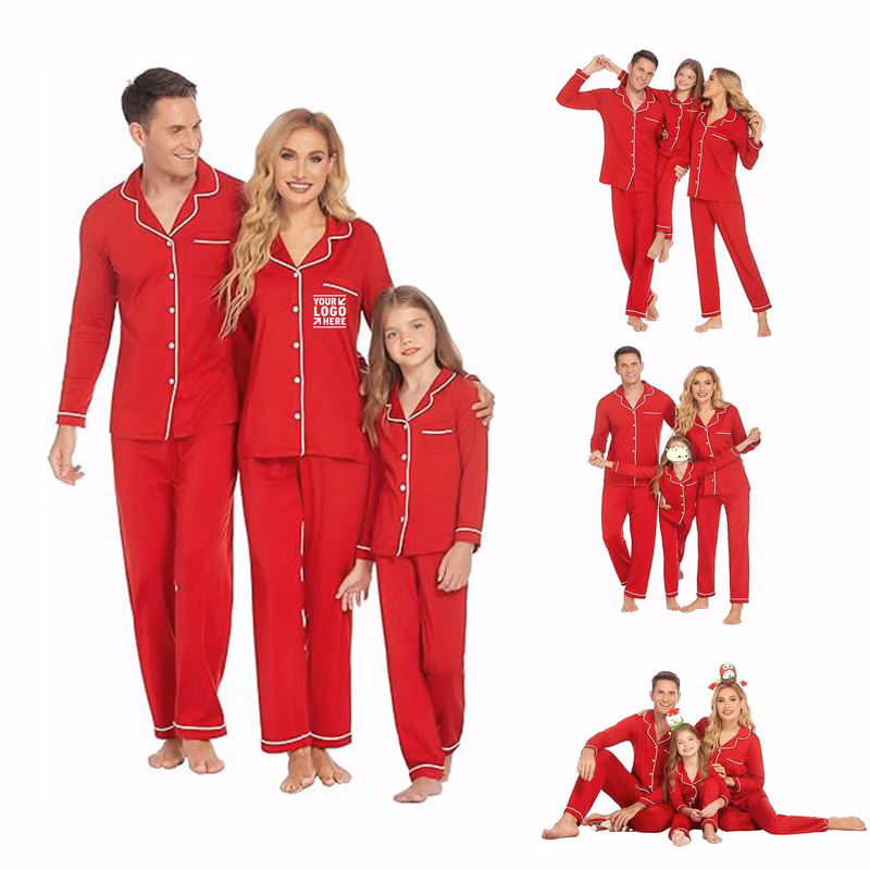 Family Christmas Matching S-XXL Pajamas Long Sleeve Couple Pj Set Festival Party Sleepwear