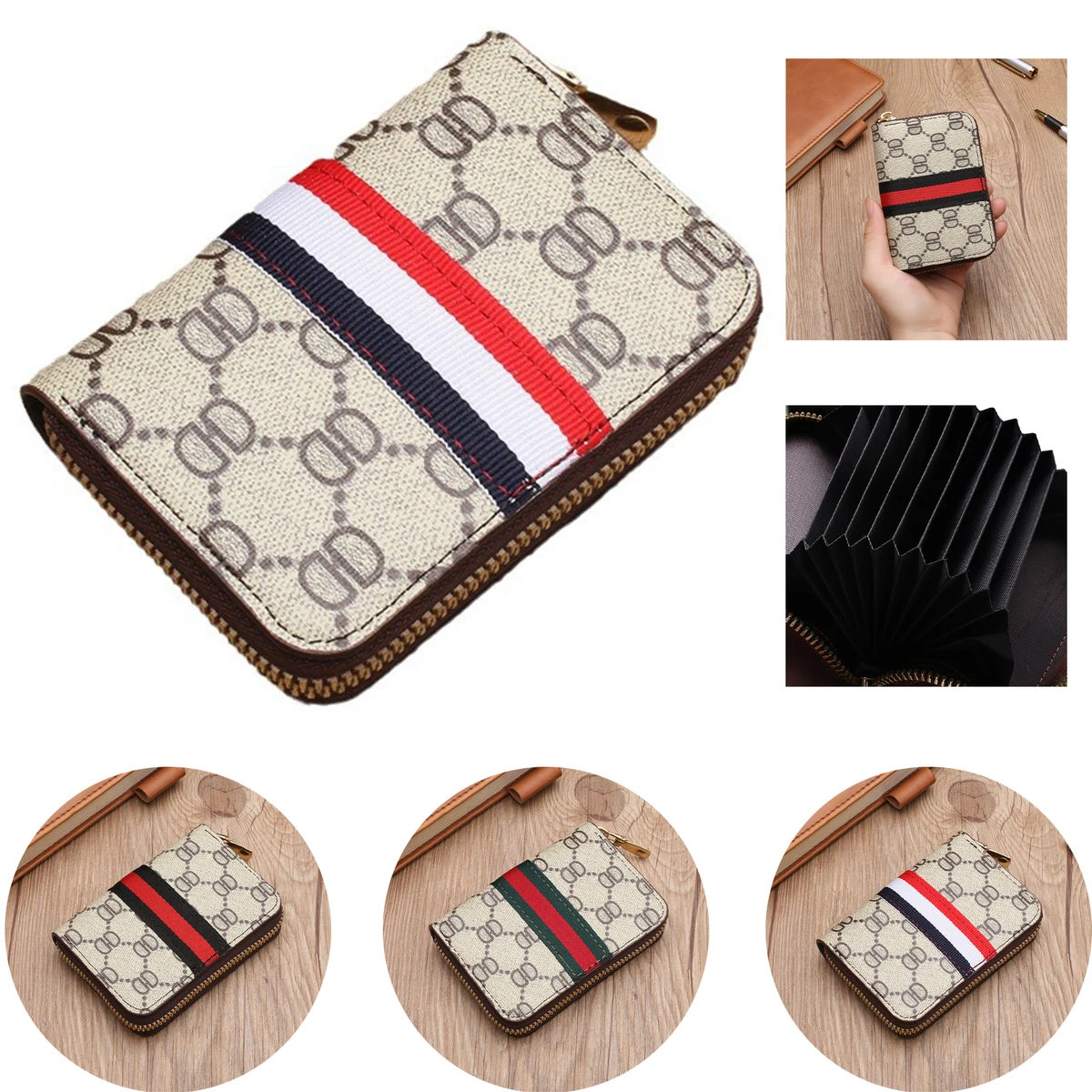 Unisex Wallet Anti theft brush grid organ card bag 1