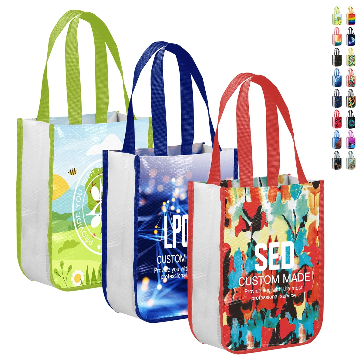 Fully Customizable 105GSM Round-Corner Laminated Tote Bags (12'' x 16'' x 6'') 1
