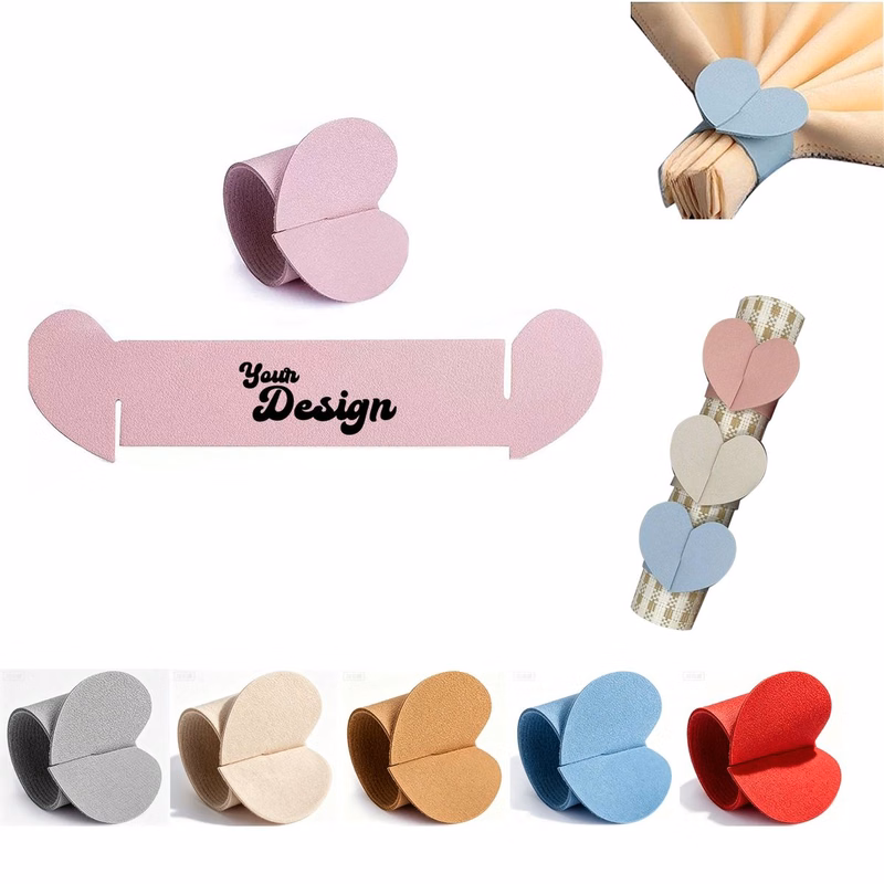 Elegant Leather Heart Napkin Ring for Refined Dining