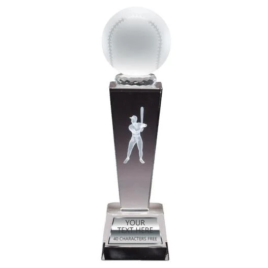 Crystal Tower Baseball Male Award 9x2.5" 1