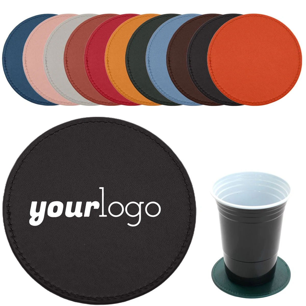Double-Sided PU Leather Drink Coasters for Table 1