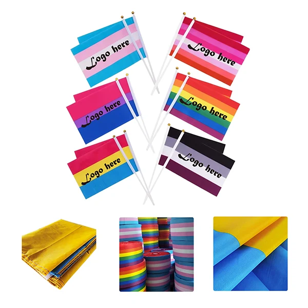 MOQ50 Custom 100D Polyester Hand Flag For Events 1