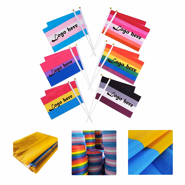 MOQ50 Custom 100D Polyester Hand Flag For Events