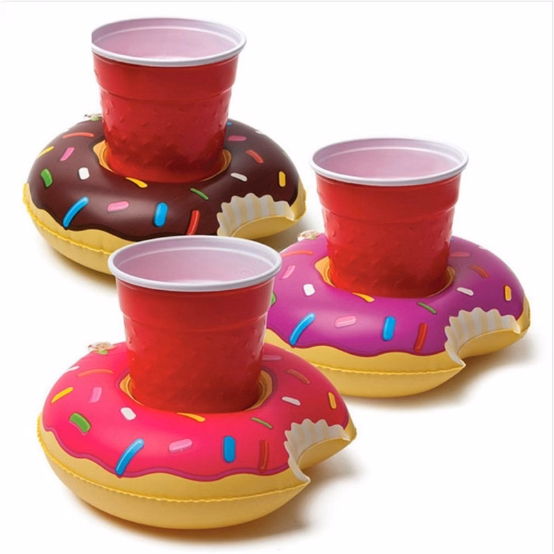 PVC Inflatable Floating Doughnut Cup Holder