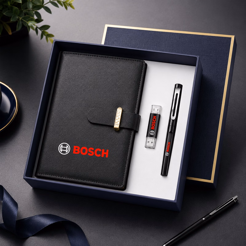 Luxe Leather Padfolio Gift Set - Padfolio, Pen & USB