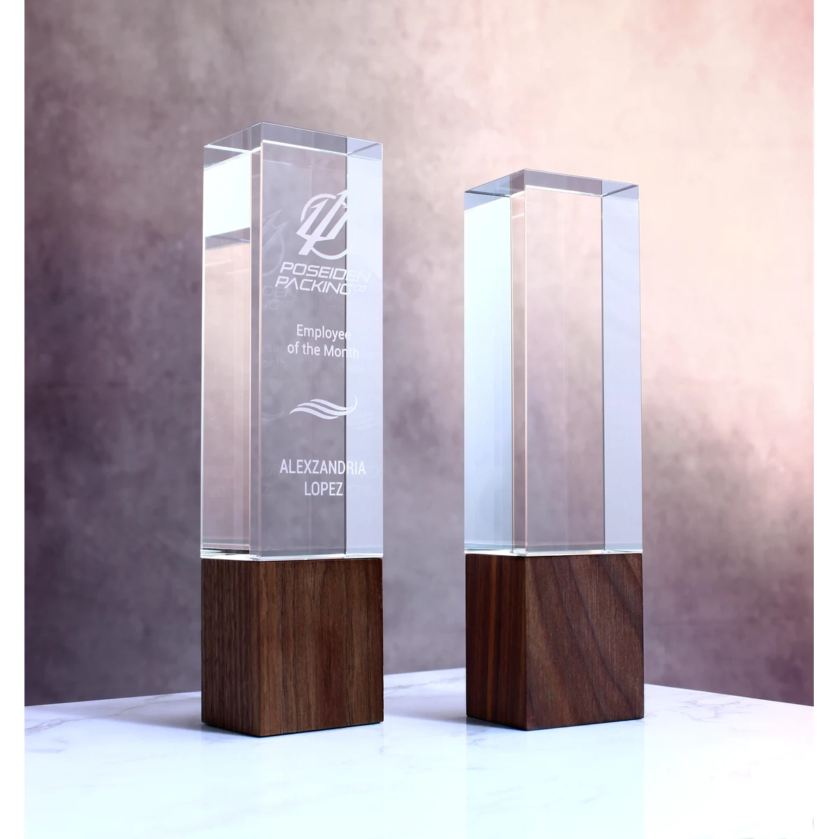 9" Crystal Sierra On Walnut Base Trophy 1