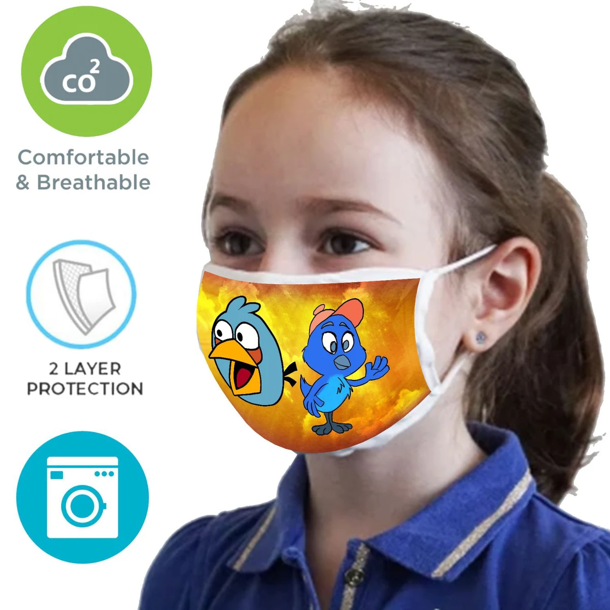 2 Layer Face Mask w/ Full Color Imprint & Elastic Ear-Loop 1