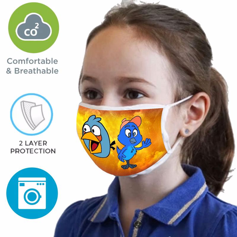 2 Layer Face Mask w/ Full Color Imprint & Elastic Ear-Loop