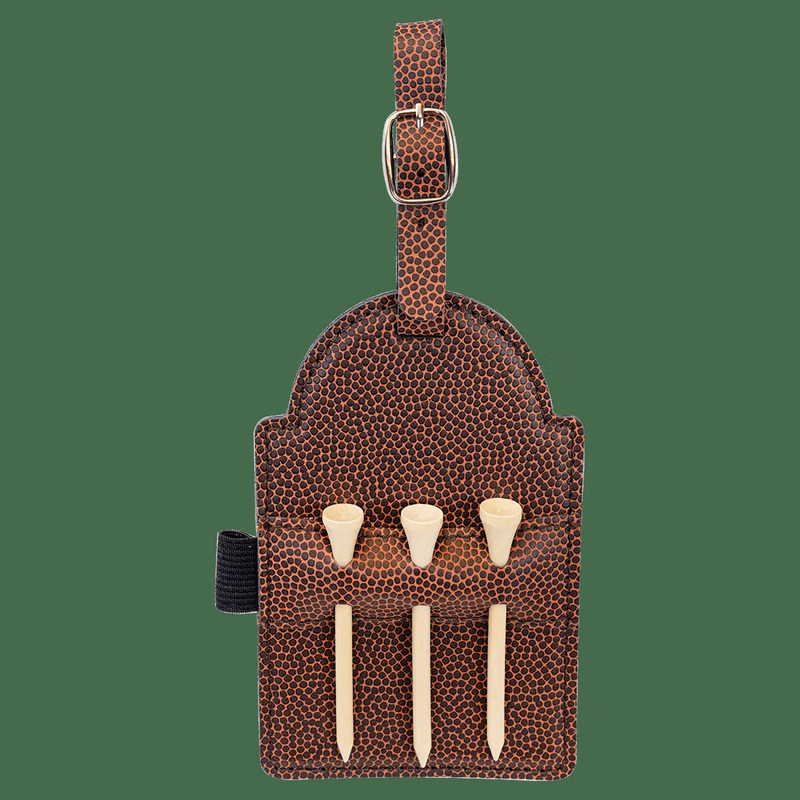 5" x 3 1/4" Football Leatherette Golf Bag Tag with 3 Wooden Tees
