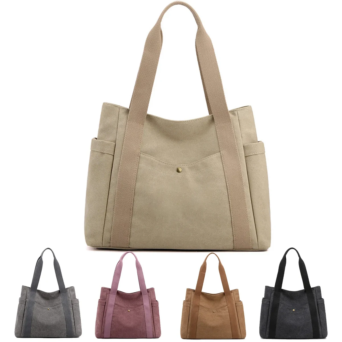 Canvas Tote bags Multi-pocket for women, custom tote bag with logo imprint 1