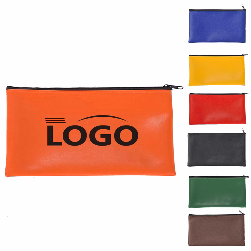Waterproof PU Leather Zipper Deposit Bag