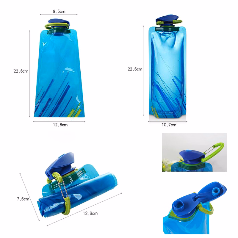 700ml Collapsible Water Bottle Bag with Carabiner
