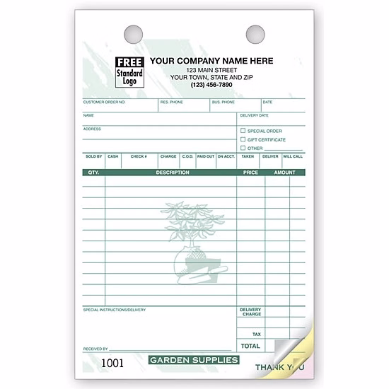 Garden Supply Register Forms, Large
