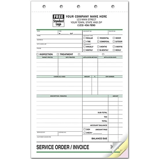 Pest Control Service Orders / Invoices 1