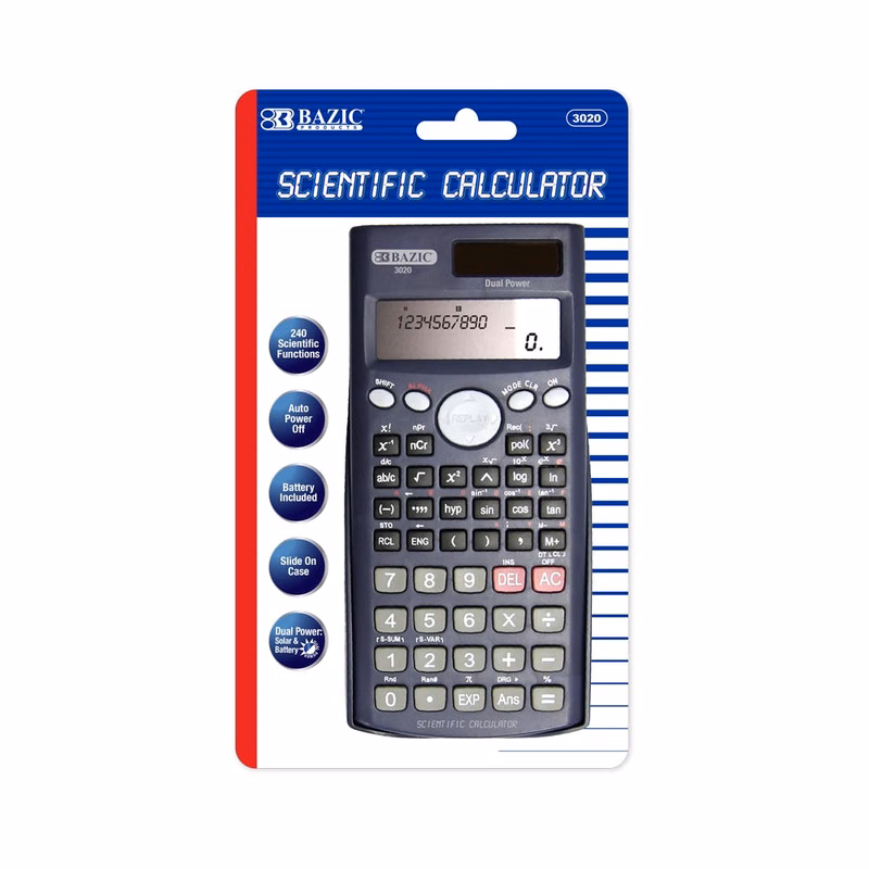 Scientific Calculator - 240 Function Slide-On Case Solar & Battery
