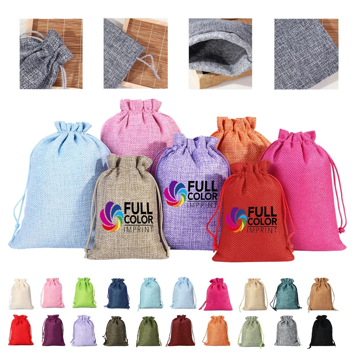 Multicolor Jute Beaded Drawstring Storage Bag 1