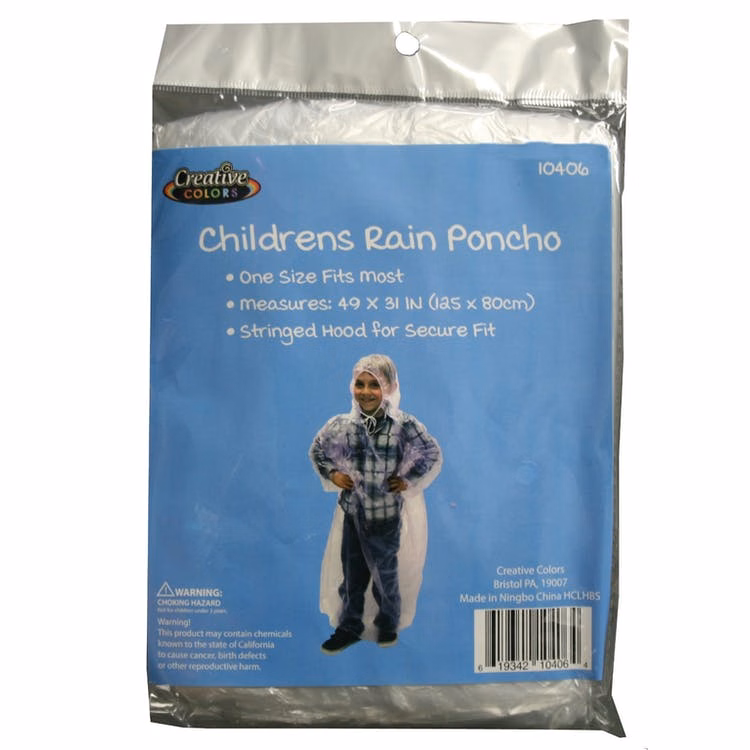 Children's Rain Poncho - One Size Fits Most