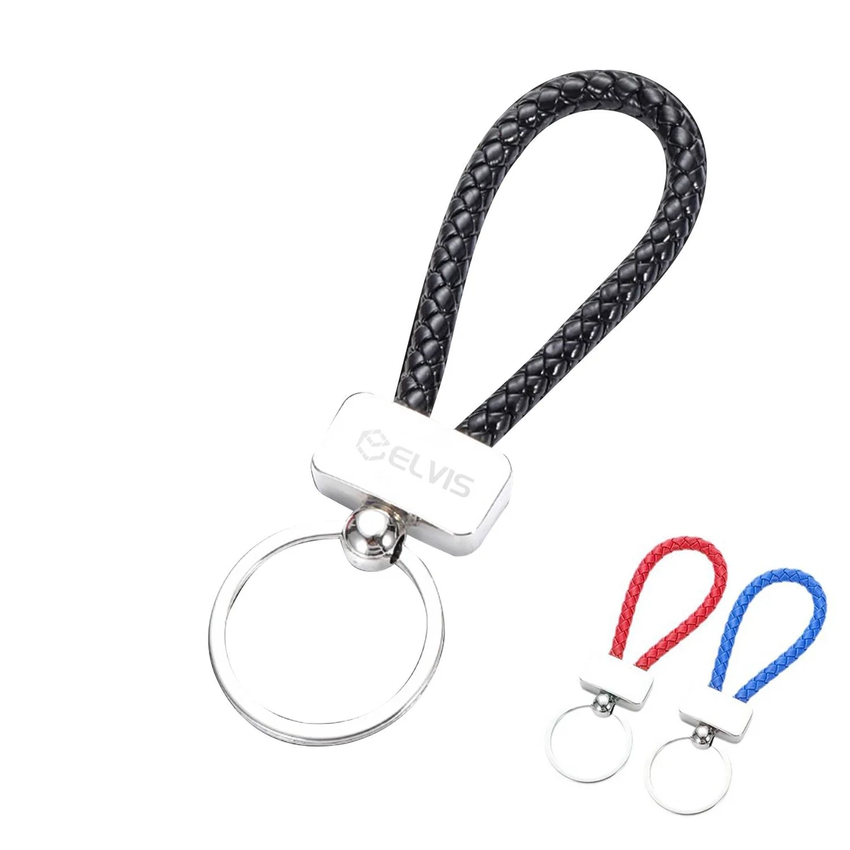 Woven Leather Rope Keychain 1