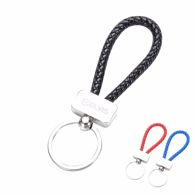 Woven Leather Rope Keychain