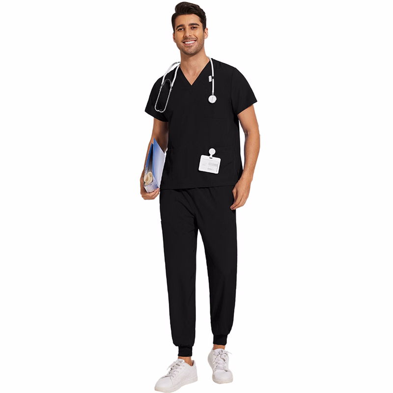 Classic Lightweight Tuck-In V-Neck Scrubs Set w/ Pockets