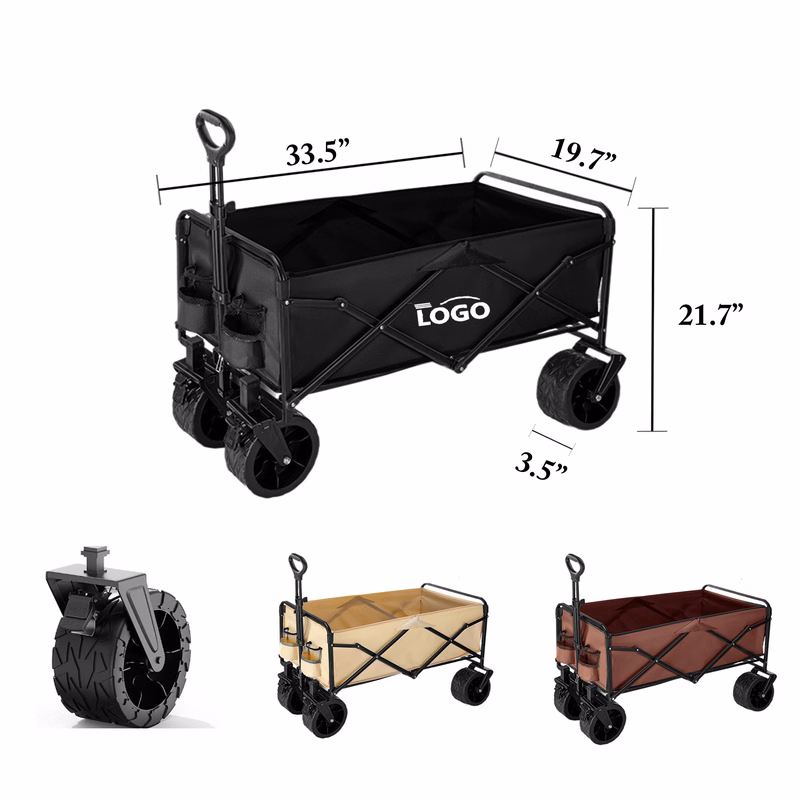 Folding Picnic Cart With Brakes And Large Wheels