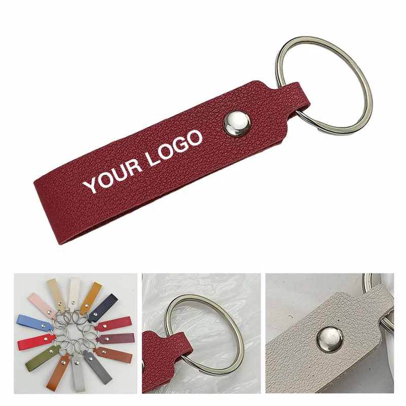 Compact Striped Leather Keychain for Everyday Use