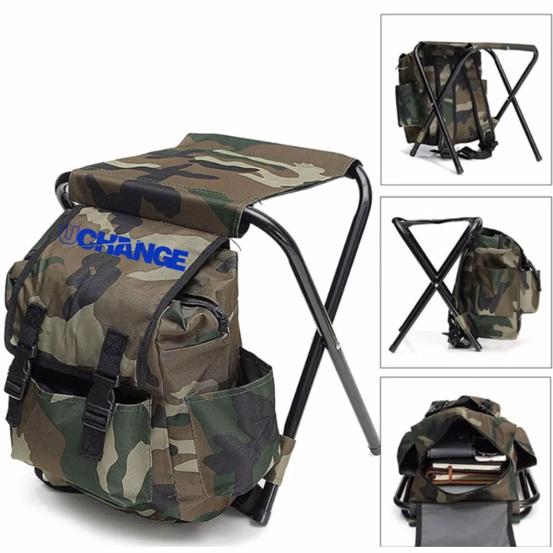 Camo Backpack Stool with Foldable Seat for Camping